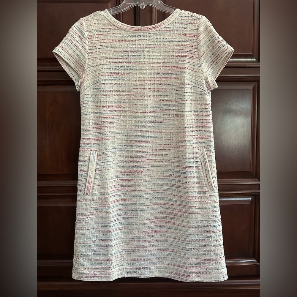 Loft white striped a-line dress